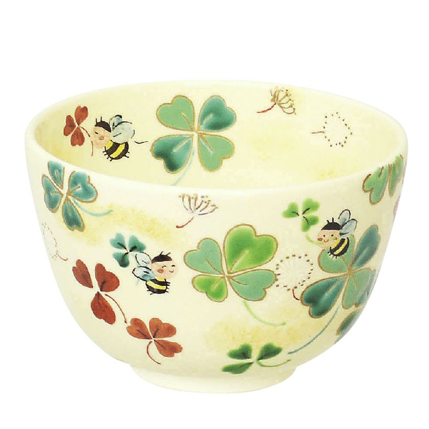 茶道具 抹茶茶碗（まっちゃちゃわん） 茶碗 色絵 ミツバチとクローバー 加藤 永山 抹茶茶碗は茶の湯文化である表千家・裏千家の茶道具や抹茶を専門に扱う千紀園（せんきえん）が通販で販売しています。茶会また初心者向けのお稽古用にご利用いただける抹茶碗です。贈り物・ギフトにも人気です。