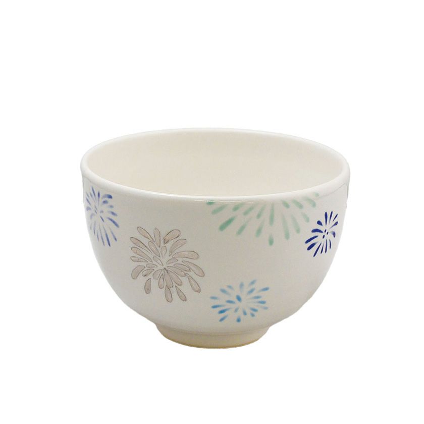 茶道具 抹茶茶碗（まっちゃちゃわん） 色絵茶碗 花火 山岡 善昇 抹茶茶碗は茶の湯文化である表千家・裏千家の茶道具や抹茶を専門に扱う千紀園（せんきえん）が通販で販売しています。茶会また初心者向けのお稽古用にご利用いただける抹茶碗です。贈り物・ギフトにも人気です。