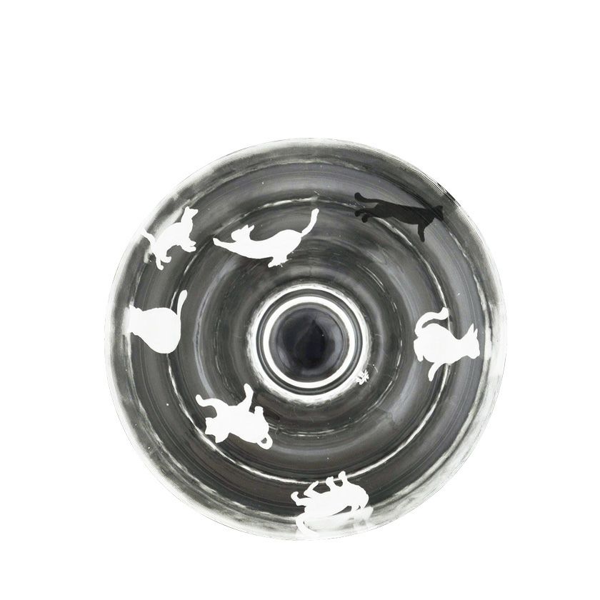 茶道具 平茶碗（ひらちゃわん） ガラス平茶碗 キャッツ（猫） 【耐熱】 今岡 都 抹茶茶碗は茶の湯文化である表千家・裏千家の茶道具や抹茶を専門に扱う千紀園（せんきえん）が通販で販売しています。茶会また初心者向けのお稽古用にご利用いただける抹茶碗です。贈り物・ギフトにも人気です。