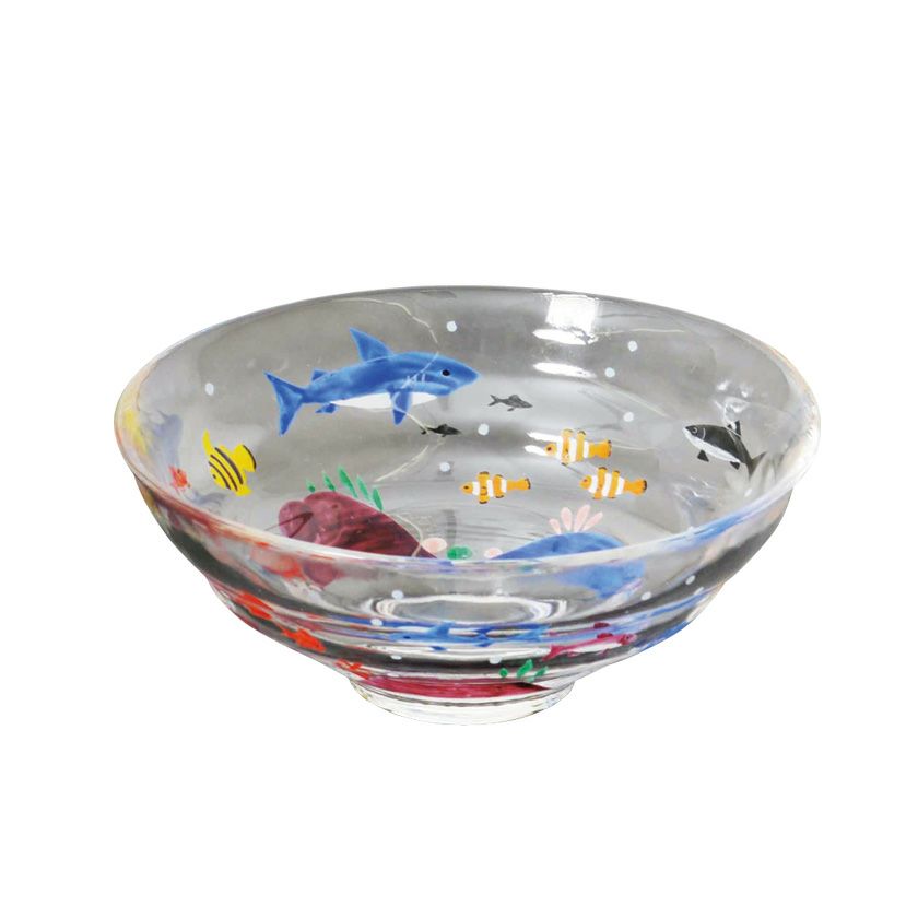 茶道具 平茶碗（ひらちゃわん） ガラス平茶碗 海の日 【耐熱】 松本