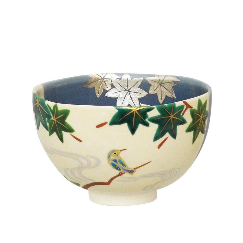 茶道具 抹茶茶碗（まっちゃちゃわん） 茶碗 掛分色絵 青楓に翡翠 新井 京華 抹茶茶碗は茶の湯文化である表千家・裏千家の茶道具や抹茶を専門に扱う千紀園（せんきえん）が通販で販売しています。茶会また初心者向けのお稽古用にご利用いただける抹茶碗です。贈り物・ギフトにも人気です。