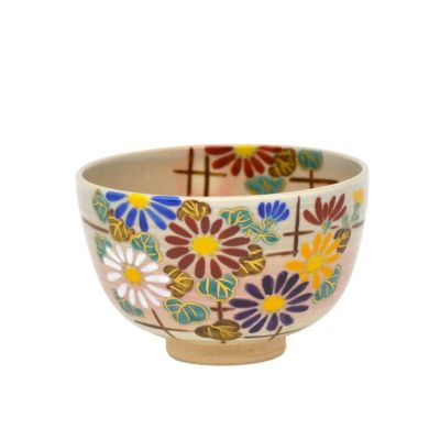 茶道具 抹茶茶碗（まっちゃちゃわん） 茶碗 刷毛目 籬に菊 中山 喜白