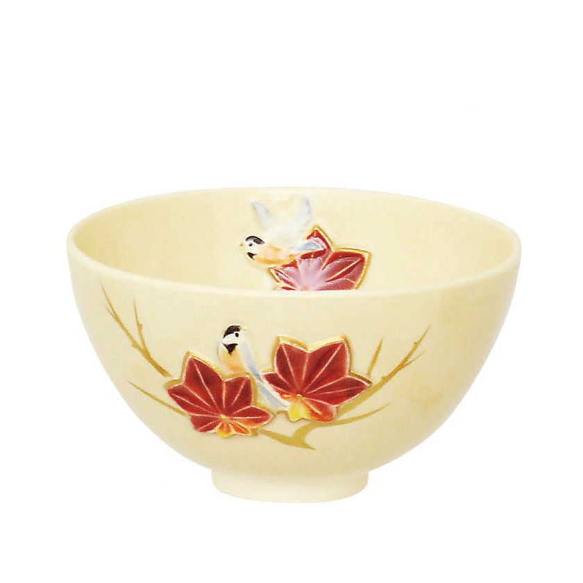 茶道具 抹茶茶碗（まっちゃちゃわん） 茶碗 浮彫 紅葉に山雀 今岡 三四郎 抹茶茶碗は茶の湯文化である表千家・裏千家の茶道具や抹茶を専門に扱う千紀園（せんきえん）が通販で販売しています。茶会また初心者向けのお稽古用にご利用いただける抹茶碗です。贈り物・ギフトにも人気です。