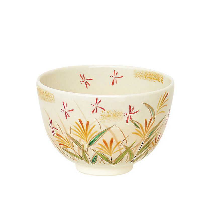 茶道具 抹茶茶碗（まっちゃちゃわん） 茶碗 色絵 すすきに赤とんぼ 加藤 起楽 抹茶茶碗は茶の湯文化である表千家・裏千家の茶道具や抹茶を専門に扱う千紀園（せんきえん）が通販で販売しています。茶会また初心者向けのお稽古用にご利用いただける抹茶碗です。贈り物・ギフトにも人気です。
