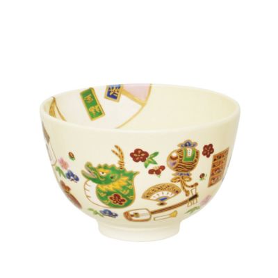 人気ブランドの 福】茶道具：明治工芸薩摩焼色絵秋草群蝶図抹茶碗 （福】茶道具 薩摩