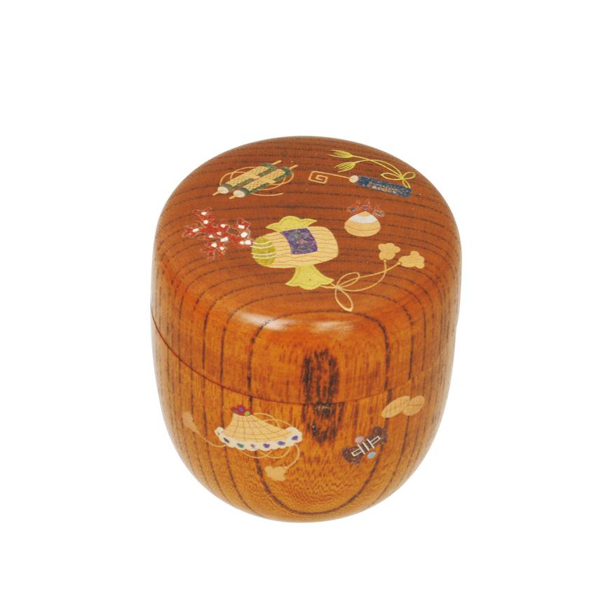 茶道具 薄茶器（うすちゃき） 欅拭漆中棗 宝尽し蒔絵 佐々木 麗峰