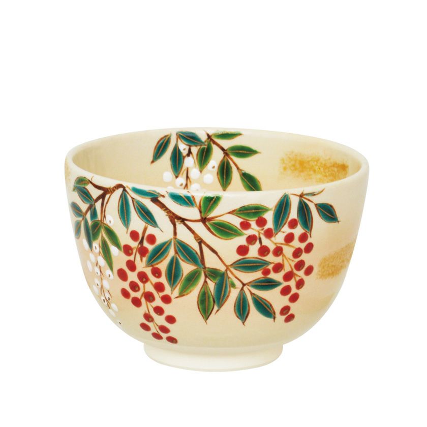 茶道具「色絵楓ノ図茶碗（泥中蔵六造）」（希少骨董色絵茶碗か） 色絵武蔵野図茶碗 文化遺産オンライン