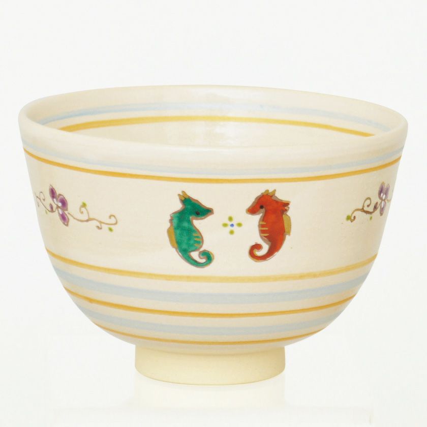 茶道具 抹茶茶碗（まっちゃちゃわん） 茶碗 色絵 たつのおとしご 東山