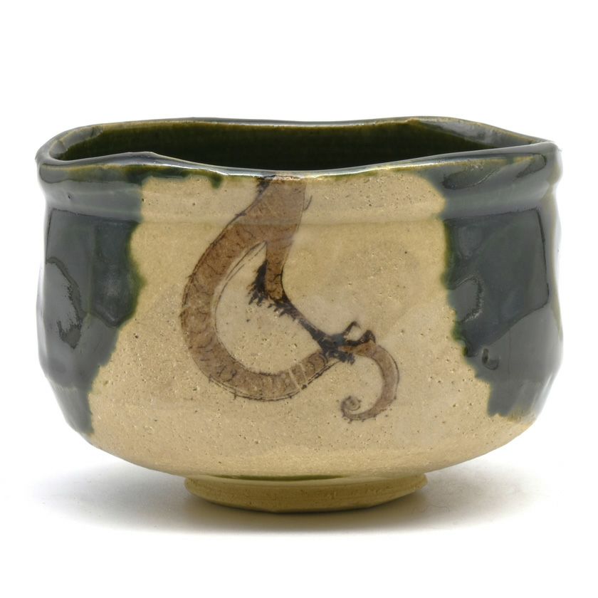 茶道具 抹茶茶碗（まっちゃちゃわん） 茶碗 織部 若冲写 龍 初見 裕