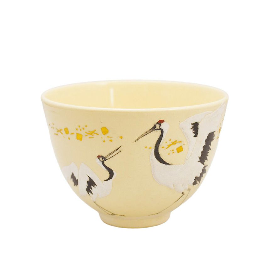 茶道具 抹茶茶碗（まっちゃちゃわん） 色絵茶碗 鶴 通次 阿山 御題