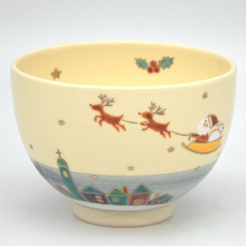 茶道具 抹茶茶碗（まっちゃちゃわん） 茶碗 サンタクロース 見谷 福峰 クリスマス Xmas Christmas 聖誕節 抹茶茶碗は茶の湯文化である表千家・裏千家の茶道具や抹茶を専門に扱う千紀園（せんきえん）が通販で販売しています。茶会また初心者向けのお稽古用にご利用いただける抹茶碗です。贈り物・ギフトにも人気です。