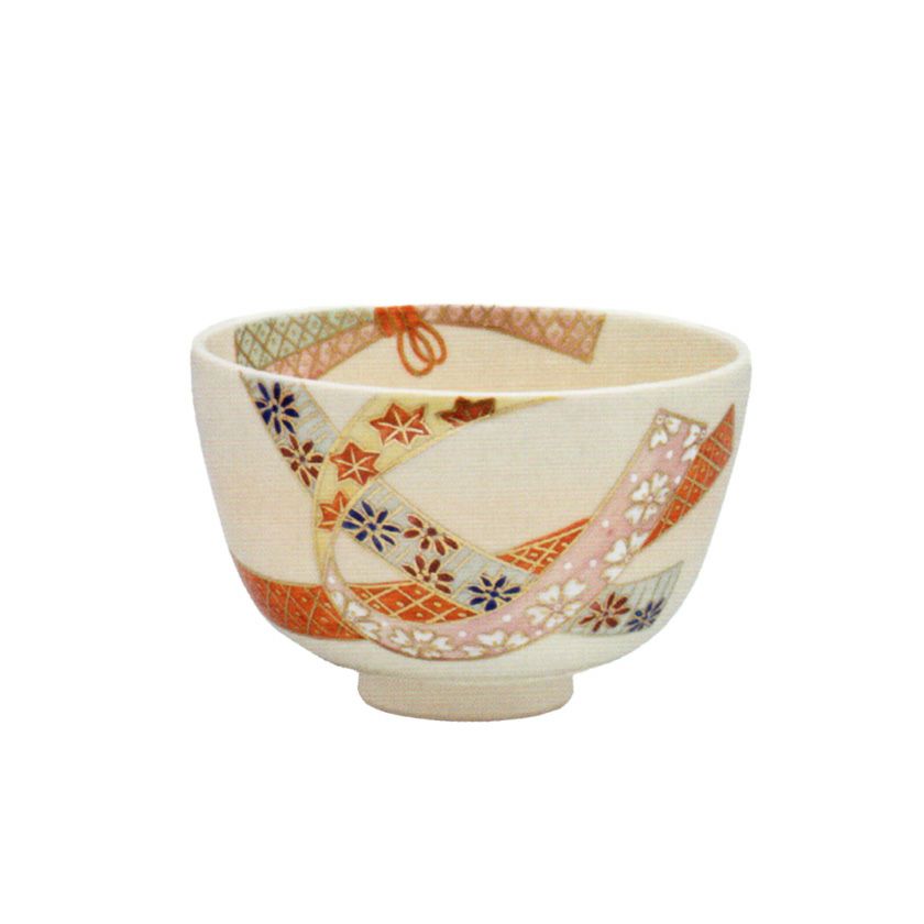茶道具 抹茶碗 色絵撫子抹茶碗 夏茶碗 平茶碗 : 台所の道具屋筋