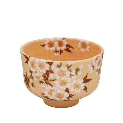 茶道具 抹茶茶碗（まっちゃちゃわん） 京焼 色絵 山桜 茶碗 田中
