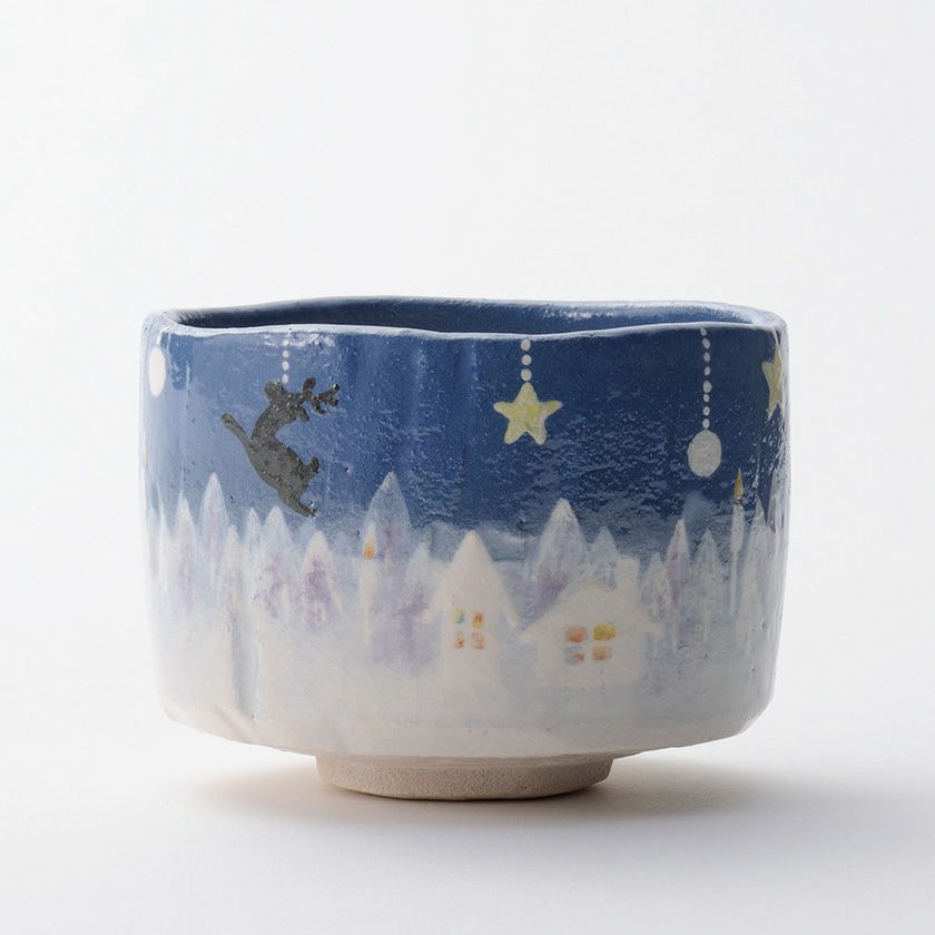 茶道具 抹茶茶碗（まっちゃちゃわん） 季節茶碗 きよしこの夜 吉村 楽入 クリスマス Xmas Christmas 聖誕節 抹茶茶碗は茶の湯文化である表千家・裏千家の茶道具や抹茶を専門に扱う千紀園（せんきえん）が通販で販売しています。茶会また初心者向けのお稽古用にご利用いただける抹茶碗です。贈り物・ギフトにも人気です。
