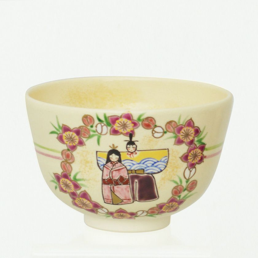 茶道具 抹茶茶碗（まっちゃちゃわん） 茶碗 色絵 花丸雛 加藤 永山 ひな祭り 雛祭り 桃の節句 上巳の節句 抹茶茶碗は茶の湯文化である表千家・裏千家の茶道具や抹茶を専門に扱う千紀園（せんきえん）が通販で販売しています。茶会また初心者向けのお稽古用にご利用いただける抹茶碗です。贈り物・ギフトにも人気です。