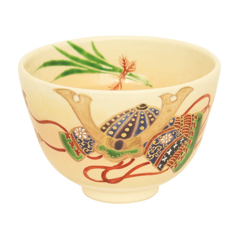 茶道具 抹茶茶碗（まっちゃちゃわん） 茶碗 色絵 兜 加藤 永山 端午の節句 こどもの日 抹茶茶碗は茶の湯文化である表千家・裏千家の茶道具や抹茶を専門に扱う千紀園（せんきえん）が通販で販売しています。茶会また初心者向けのお稽古用にご利用いただける抹茶碗です。贈り物・ギフトにも人気です。