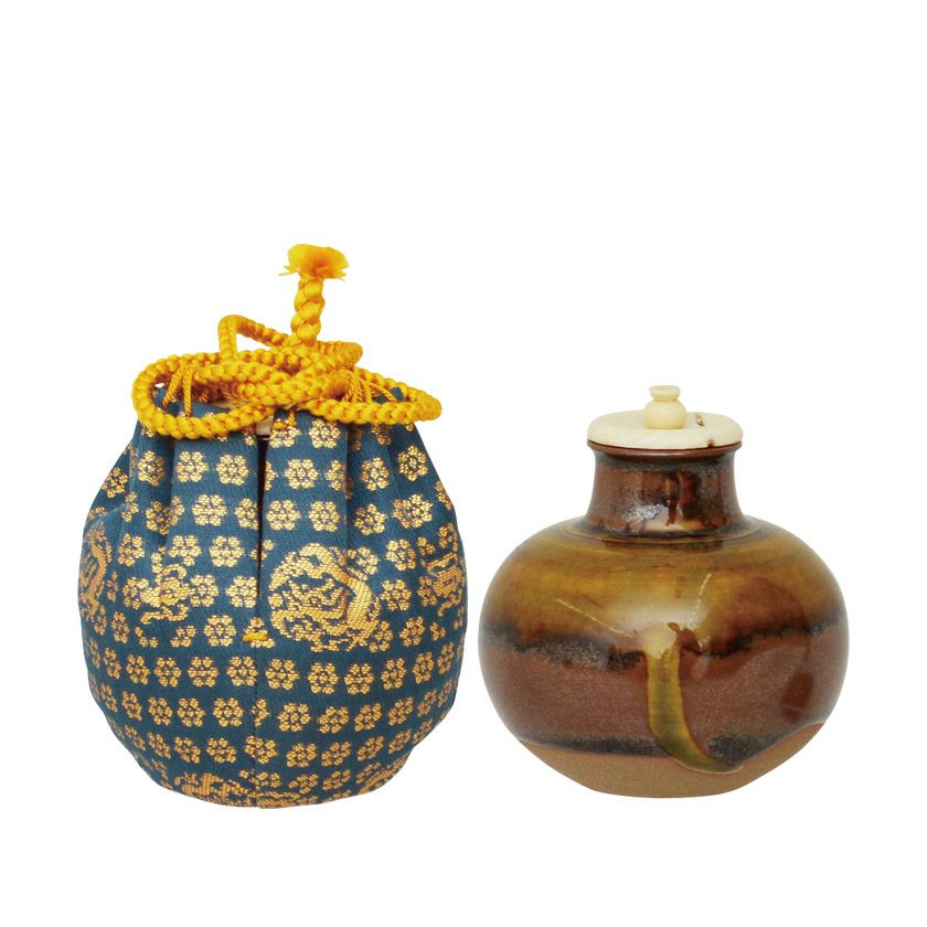送料込【逢絢亭・新品】茶道具 茶入 京焼 中興名物 玉柏写 仕覆付 陶若 