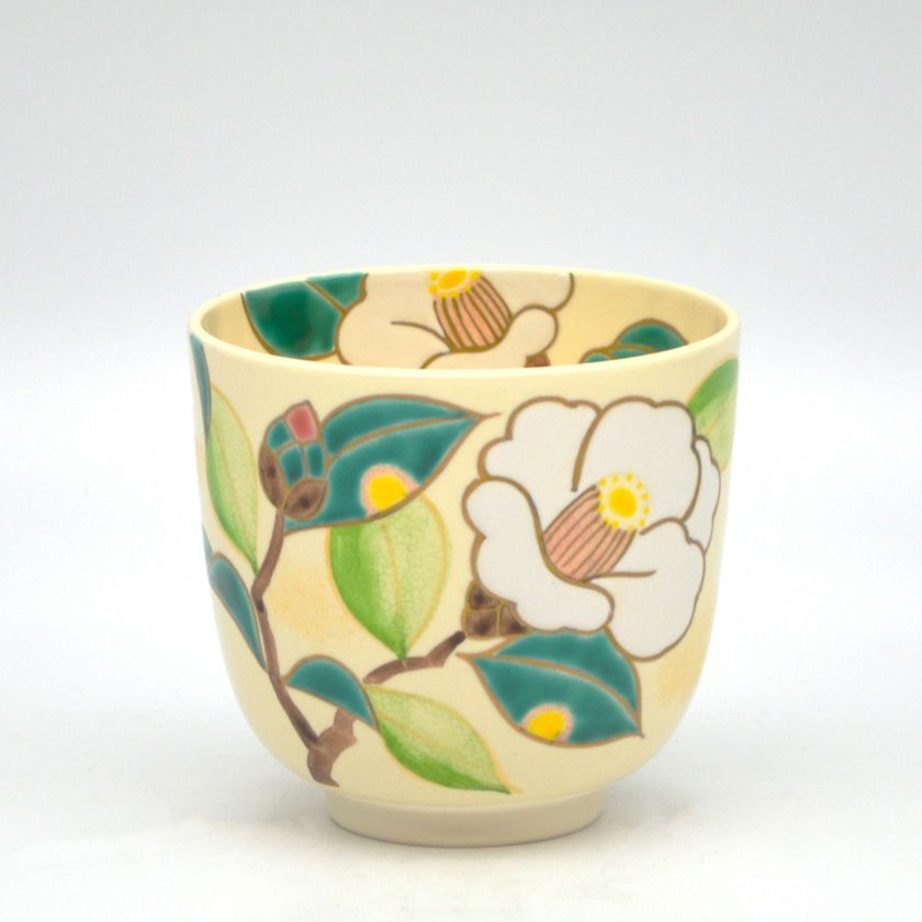 茶道具 筒茶碗（つつちゃわん） 筒茶碗 仁清 白玉椿 水出 宋絢 | 千年