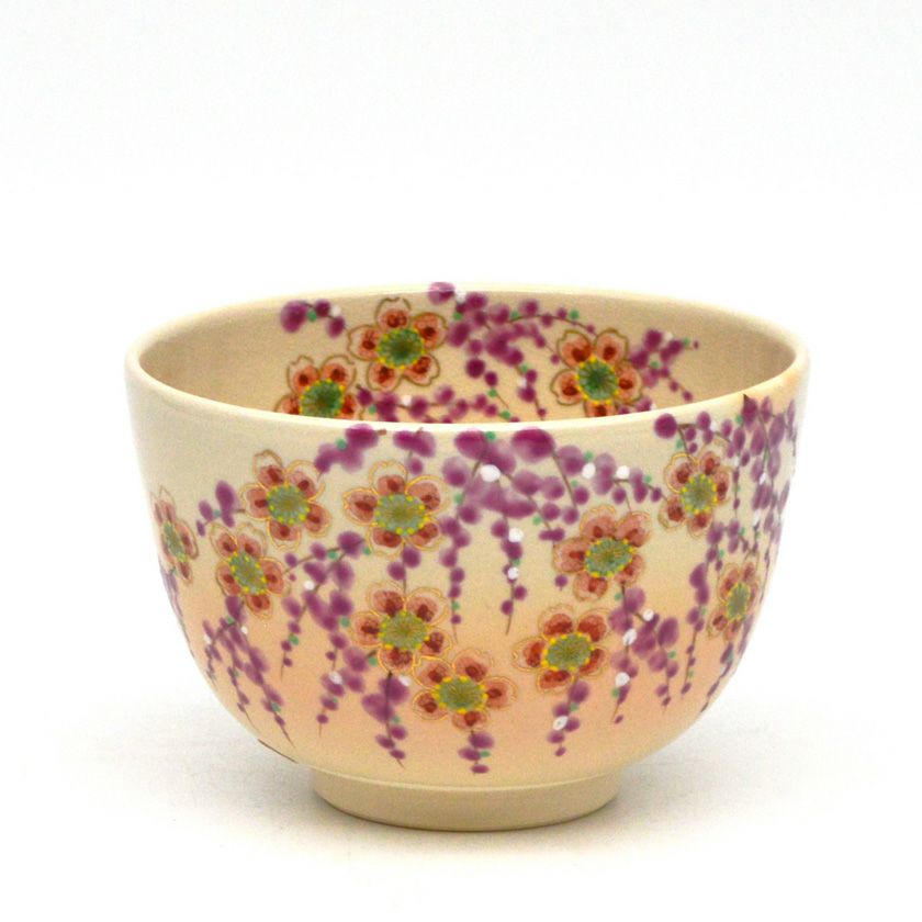 茶道具、抹茶茶碗 茶道具 抹茶茶碗（まっちゃちゃわん） 京焼 色絵 山桜 茶碗 田中