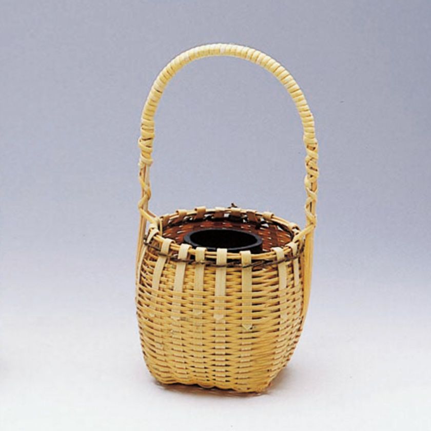 茶道具　時代藤組　掛花籠　籠花生　時代箱付　D　R8668 時代手付 藤組花籠 掛花入にも | 古美術ささき