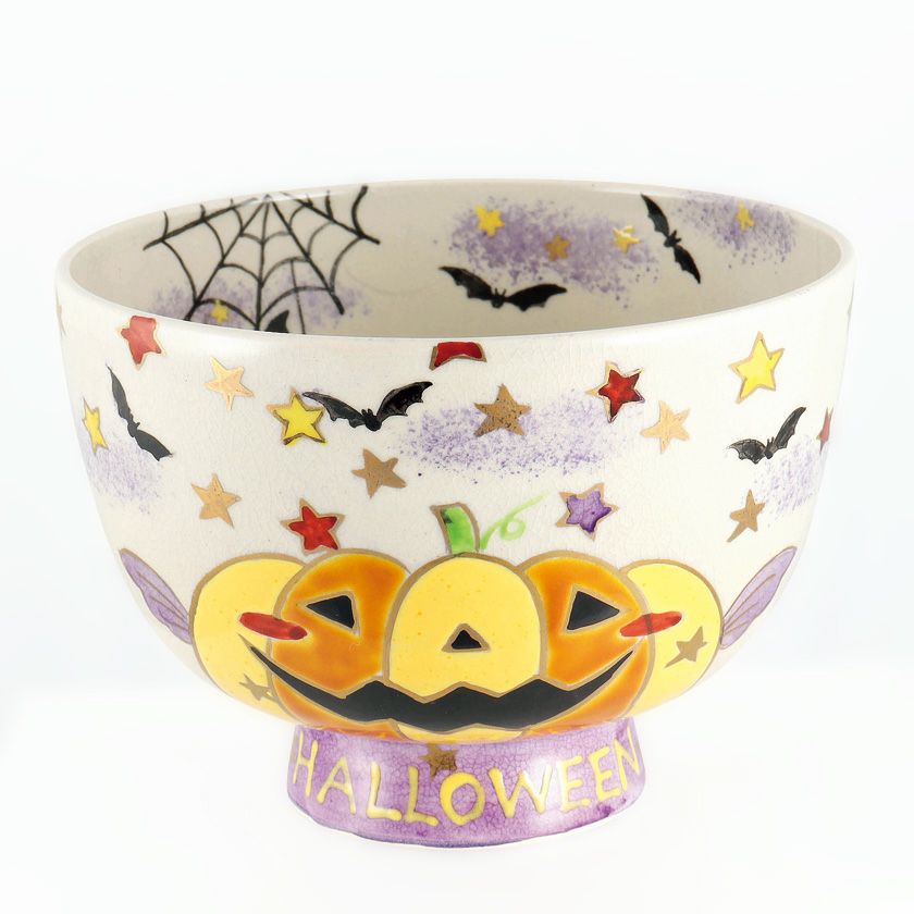 茶道具 抹茶茶碗（まっちゃちゃわん） 茶碗 色絵 HALLOWEEN 加藤 永山 ハロウィン ハローウィン Halloween 抹茶茶碗は茶の湯文化である表千家・裏千家の茶道具や抹茶を専門に扱う千紀園（せんきえん）が通販で販売しています。茶会また初心者向けのお稽古用にご利用いただける抹茶碗です。贈り物・ギフトにも人気です。