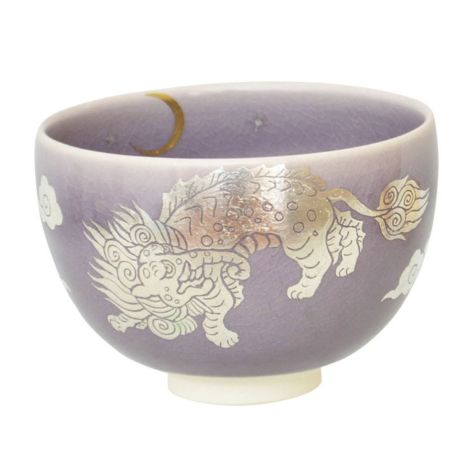 茶道具 抹茶茶碗（まっちゃちゃわん） 茶碗 藤紫釉 金銀彩 獏（ばく