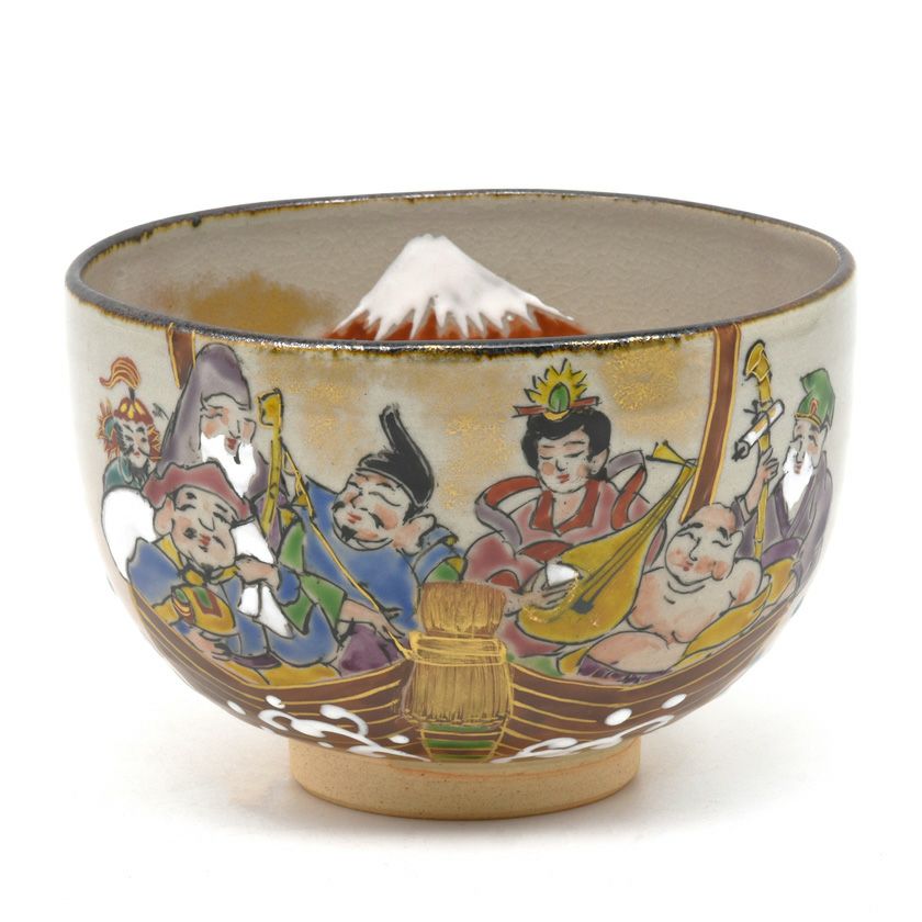 福茶碗 茶道具 抹茶茶碗（まっちゃちゃわん） 茶碗 乾山 七福神 初夢 壱休窯