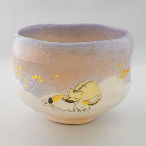 茶道具 楽茶碗（らくちゃわん） 白楽茶碗 猫ちゃんの夢 吉村 楽入 歌会