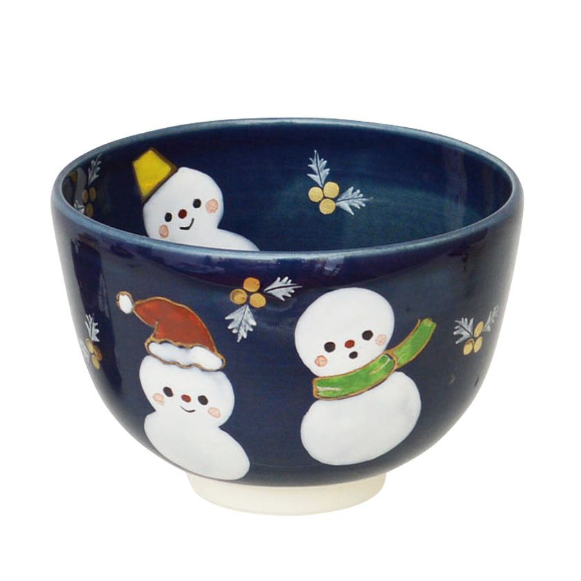 茶道具 抹茶茶碗（まっちゃちゃわん） 茶碗 紺釉 雪だるま 東山 深山 クリスマス Xmas Christmas 聖誕節 抹茶茶碗は茶の湯文化である表千家・裏千家の茶道具や抹茶を専門に扱う千紀園（せんきえん）が通販で販売しています。茶会また初心者向けのお稽古用にご利用いただける抹茶碗です。贈り物・ギフトにも人気です。