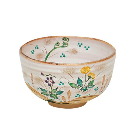 茶道具 抹茶茶碗(まっちゃちゃわん) 茶碗 灰釉 春草絵 中村 茶道具 抹茶茶碗(まっちゃちゃわん) 茶碗 灰釉 春草絵 中村