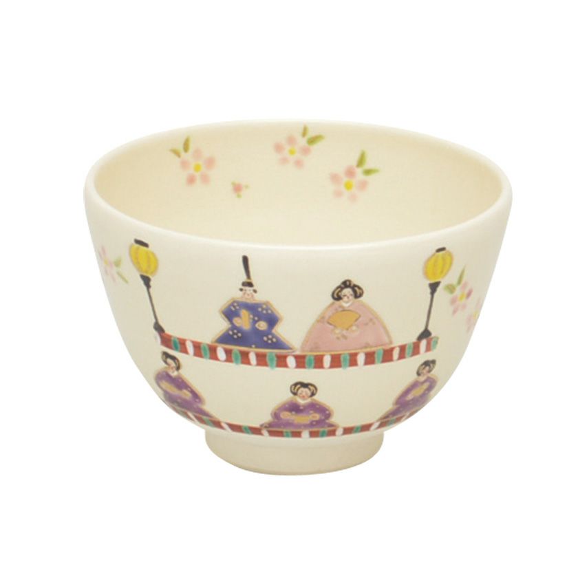 茶道具 抹茶茶碗（まっちゃちゃわん） 茶碗 色絵 雛飾り 加藤 起楽  お雛様 桃の節句 上巳の節句 抹茶茶碗は茶の湯文化である表千家・裏千家の茶道具や抹茶を専門に扱う千紀園（せんきえん）が通販で販売しています。茶会また初心者向けのお稽古用にご利用いただける抹茶碗です。贈り物・ギフトにも人気です。