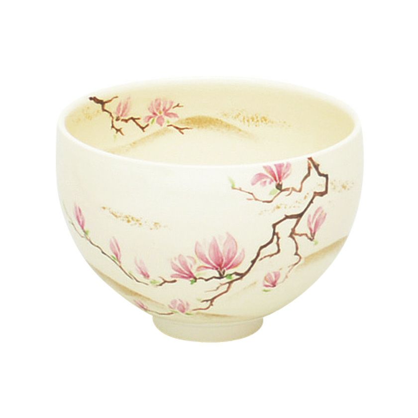 茶道具 抹茶茶碗（まっちゃちゃわん） 茶碗 色絵 木蓮 今岡 三四郎