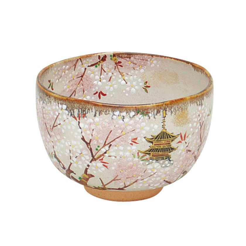 桜と紅葉と新緑の山の抹茶茶碗。 imaya-storo_rakutyawann-40