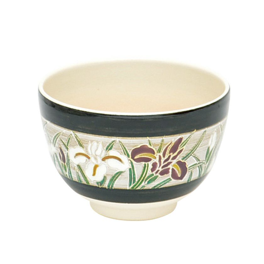 茶道具 抹茶茶碗（まっちゃちゃわん） 茶碗 色絵 銀帯花菖蒲 加藤 悠楽  端午の節句 こどもの日 抹茶茶碗は茶の湯文化である表千家・裏千家の茶道具や抹茶を専門に扱う千紀園（せんきえん）が通販で販売しています。茶会また初心者向けのお稽古用にご利用いただける抹茶碗です。贈り物・ギフトにも人気です。