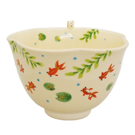 Amazon.co.jp: 茶道具 香菊 色絵鉄線平茶碗 TZH627 夏茶碗 抹茶