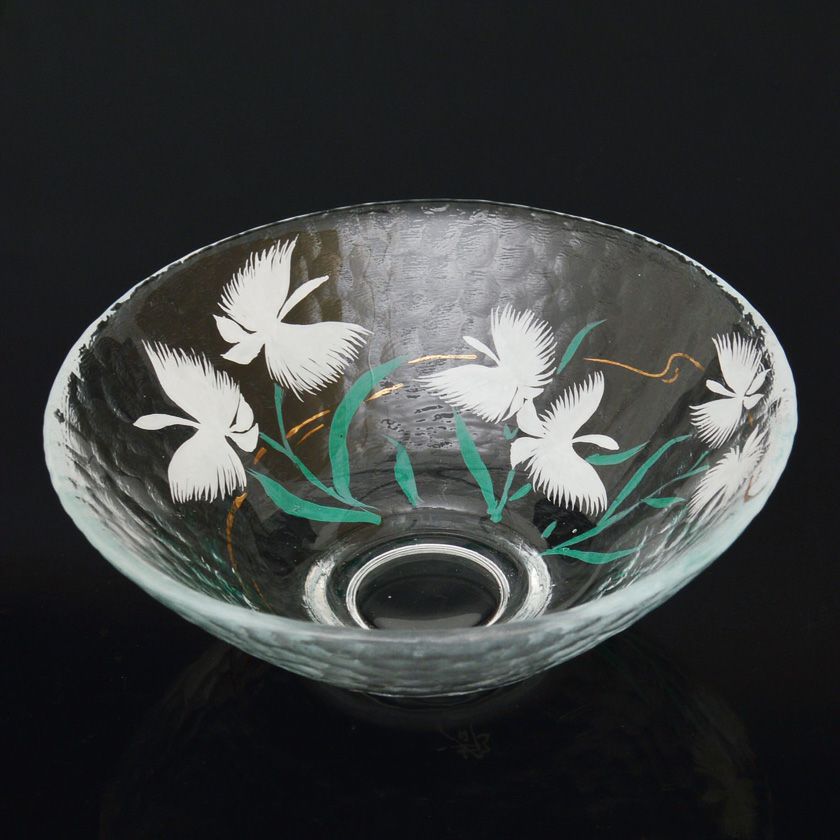 茶道具 平茶碗（ひらちゃわん） ガラス平茶碗 金線鷺草 【耐熱】 今岡 都 七夕 抹茶茶碗は茶の湯文化である表千家・裏千家の茶道具や抹茶を専門に扱う千紀園（せんきえん）が通販で販売しています。茶会また初心者向けのお稽古用にご利用いただける抹茶碗です。贈り物・ギフトにも人気です。