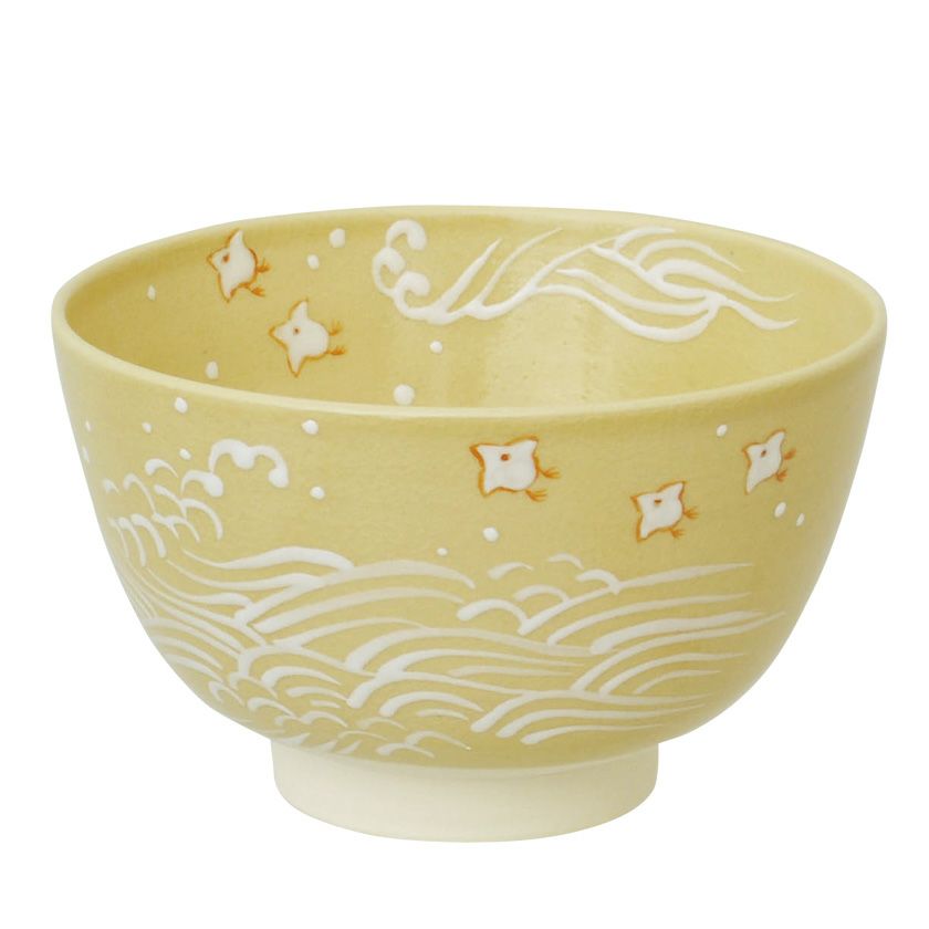 茶道具 抹茶茶碗（まっちゃちゃわん） 茶碗 色絵 波千鳥 加藤