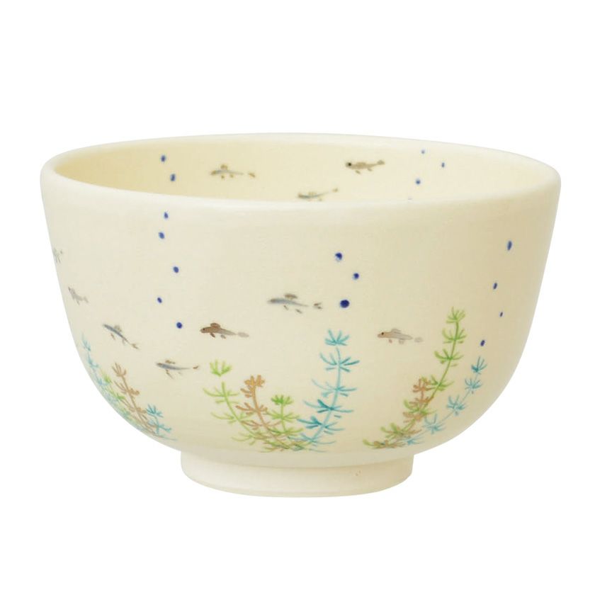 茶道具 抹茶茶碗（まっちゃちゃわん） 茶碗 色絵 水草にめだか