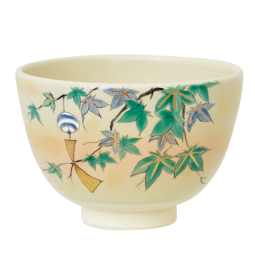睦】色絵源氏絵巻 関屋之図 「加藤松香」 染付 茶碗 茶道具 抹茶