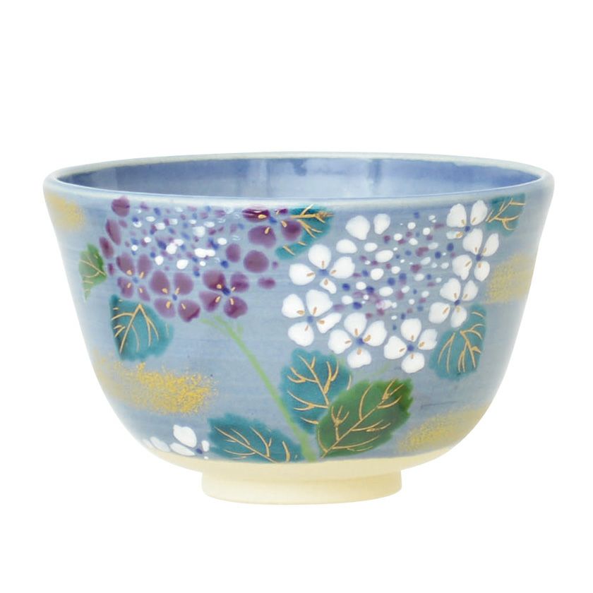 超美品 茶道具 抹茶茶碗（まっちゃちゃわん） 茶碗 青地 紫陽花 東山 茶碗