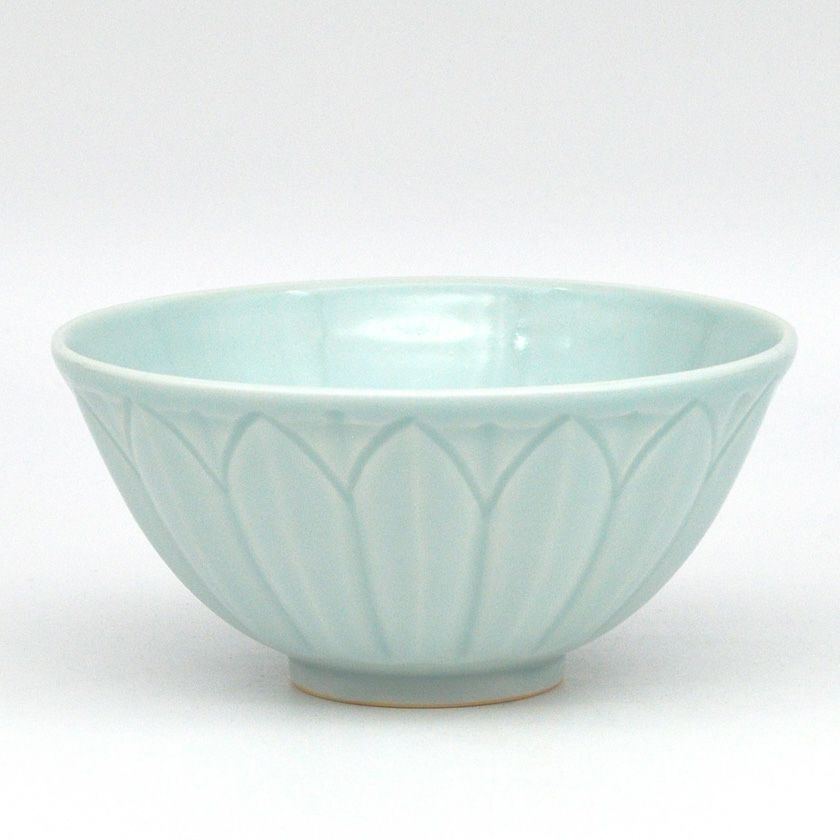 高麗青磁 蓮弁紋筒茶碗１個【茶道具】 高麗青磁 蓮弁紋筒茶碗1個【茶道具】