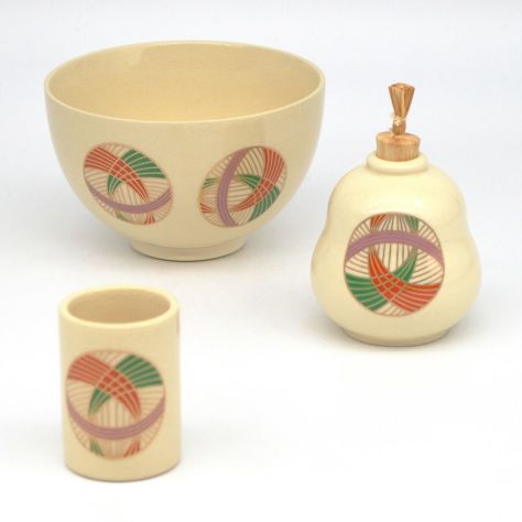 村田亀水　茶巾筒　盆巾筒　４点セット　京焼　陶芸　茶道具　煎茶道具　稽古　茶会 村田亀水 茶巾筒 盆巾筒 4点セット 京焼 陶芸 茶道具 煎茶道具