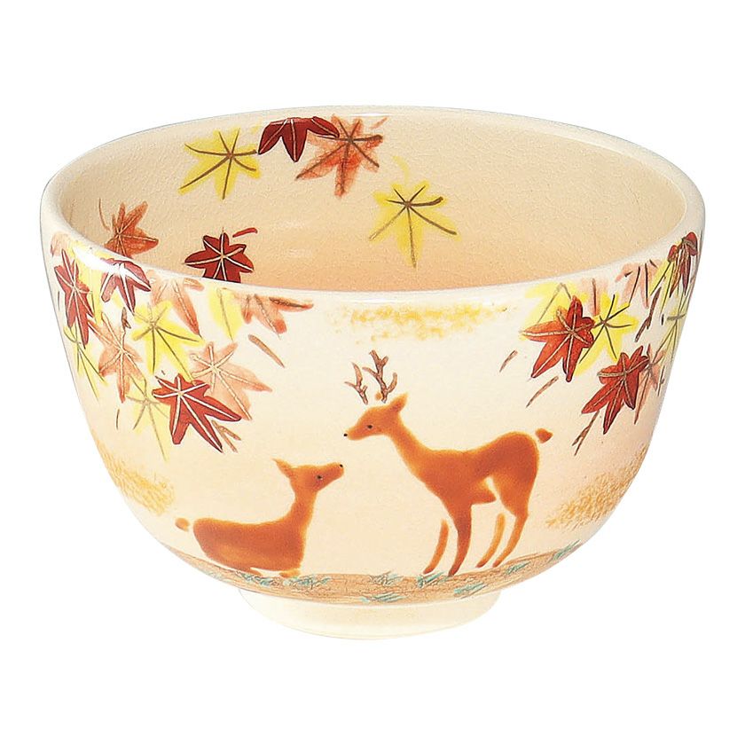 茶道具 抹茶茶碗（まっちゃちゃわん） 茶碗 色絵 紅葉に鹿 加藤 起楽 抹茶茶碗は茶の湯文化である表千家・裏千家の茶道具や抹茶を専門に扱う千紀園（せんきえん）が通販で販売しています。茶会また初心者向けのお稽古用にご利用いただける抹茶碗です。贈り物・ギフトにも人気です。