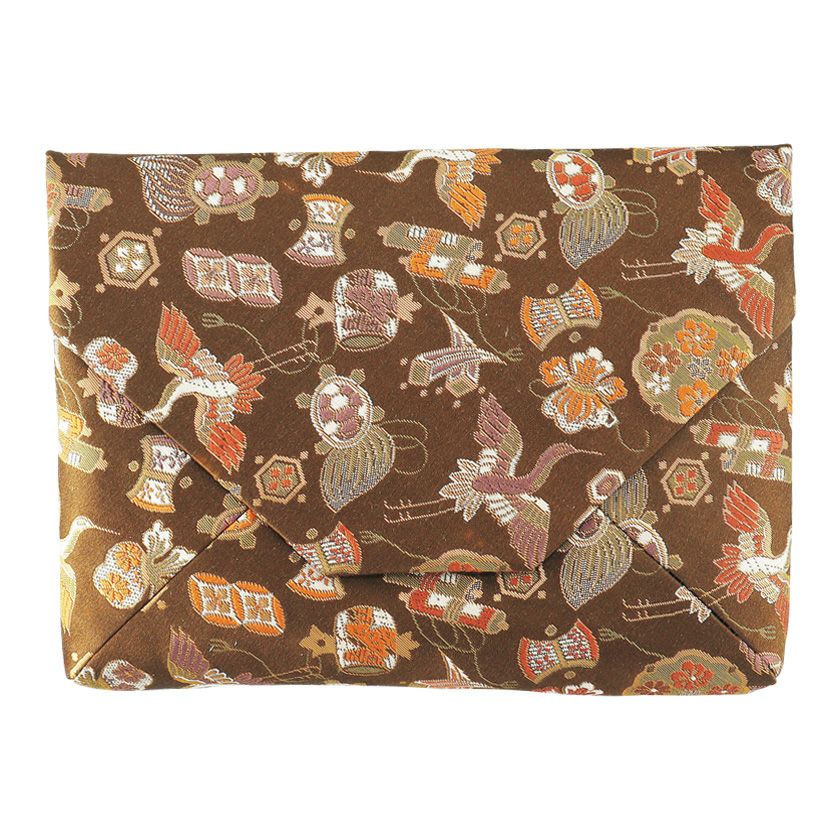 骨董　小柄袋　宝尽し 茶道具 数奇屋袋（すきやぶくろ） 数寄屋袋 鶴亀宝尽し紋（正絹