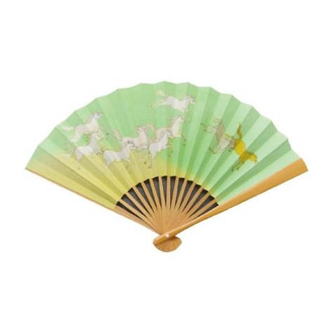茶道具 扇子（せんす） 白竹 6寸扇子（馬九行く） 干支 午（うま、馬）