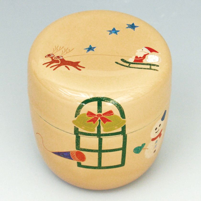茶道具 薄茶器（うすちゃき） 白塗中棗 クリスマス蒔絵 佐々木 麗峰