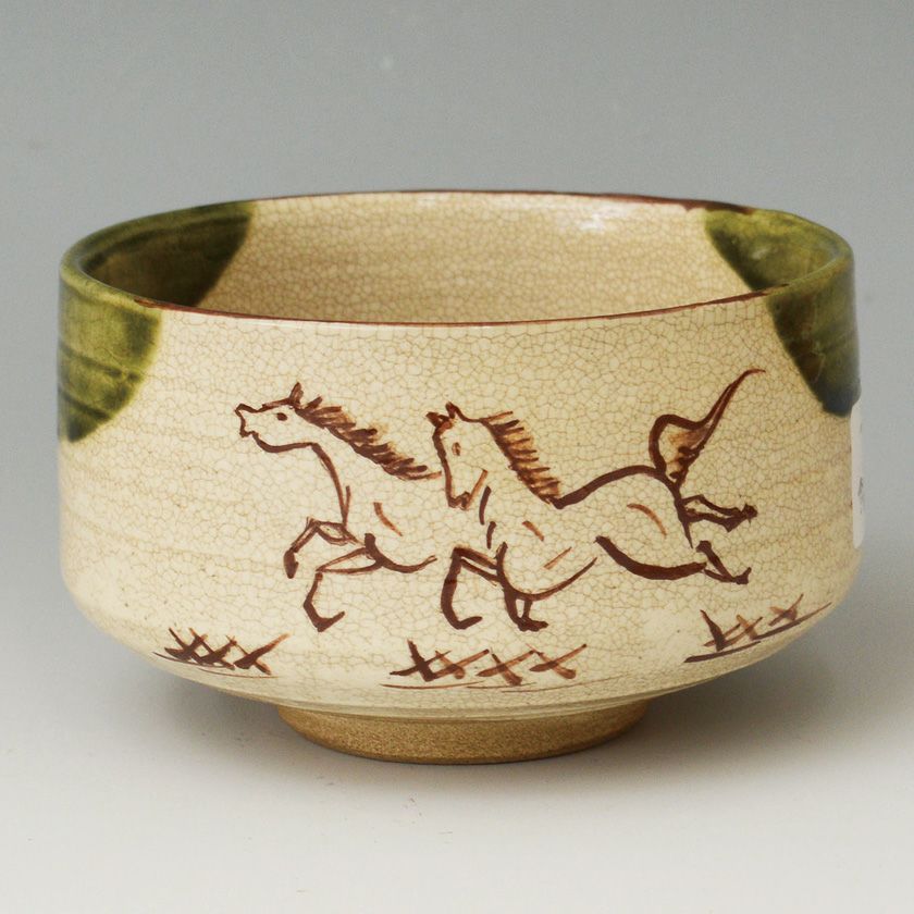 茶道具 抹茶茶碗（まっちゃちゃわん） 茶碗 織部 干支（午） 加藤 忠