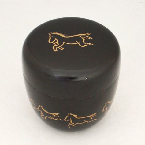 茶道具 薄茶器（うすちゃき） 中棗 馬九行久 樹脂製 東雲 干支 午（