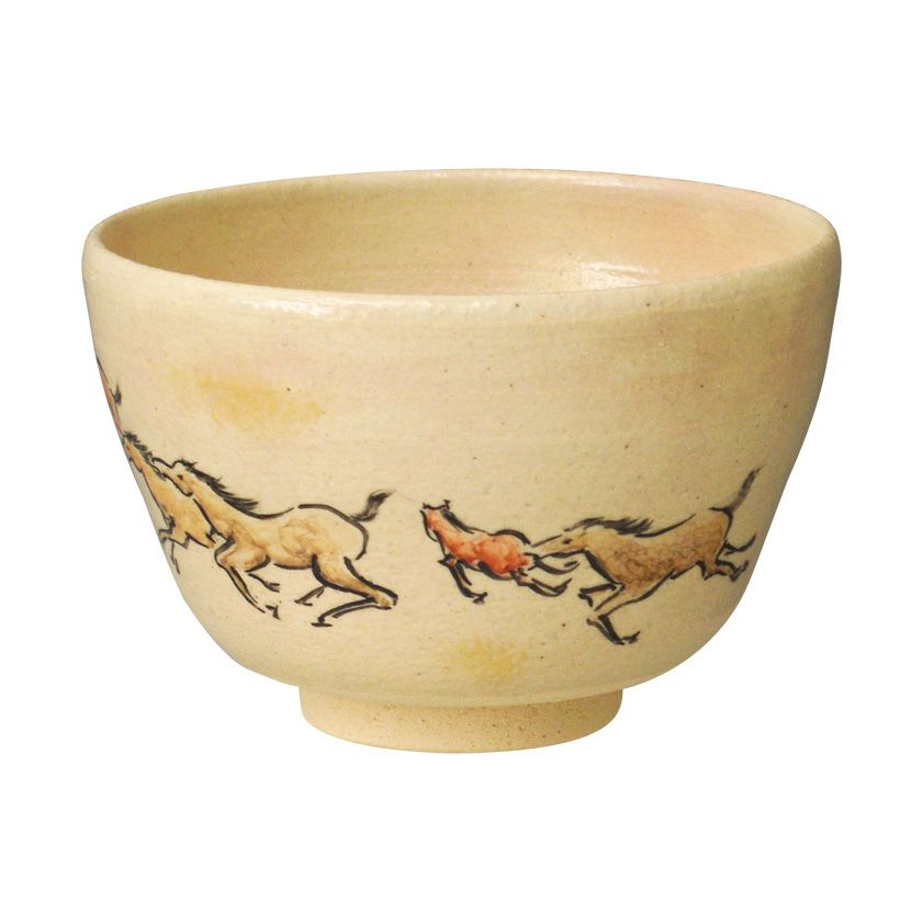 茶道具 抹茶茶碗（まっちゃちゃわん） 茶碗 色絵 馬九ゆく 八木 海峰
