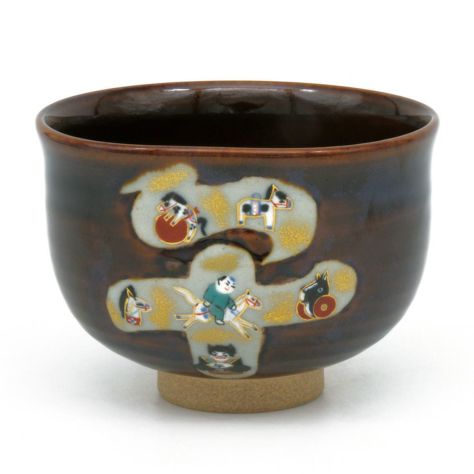 茶道具 抹茶茶碗（まっちゃちゃわん） 茶碗 飴釉 午文字に玩具 寺尾 陶象
